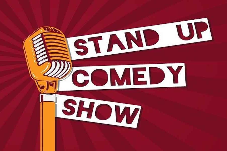 A poster image showing microphone with "STAND UP COMEDY SHOW" text.